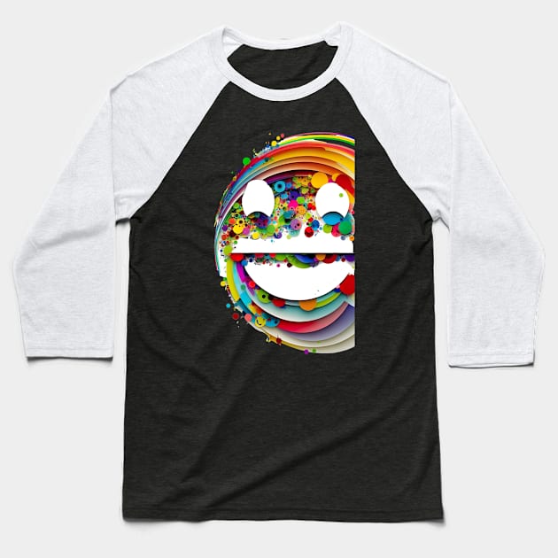 Colorful Smiling Faces of Happiness Baseball T-Shirt by HSH-Designing